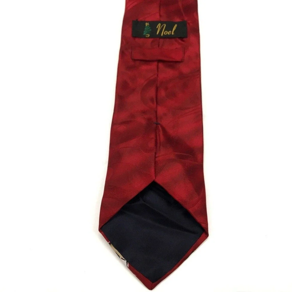 Noel Christmas Tie Holiday Reindeer Gifts String Light Holiday 100% Silk Necktie